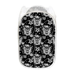 Black And White Wicca Devil Skull Print Mesh Laundry Hamper