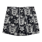 Black And White Wicca Devil Skull Print Mesh Shorts