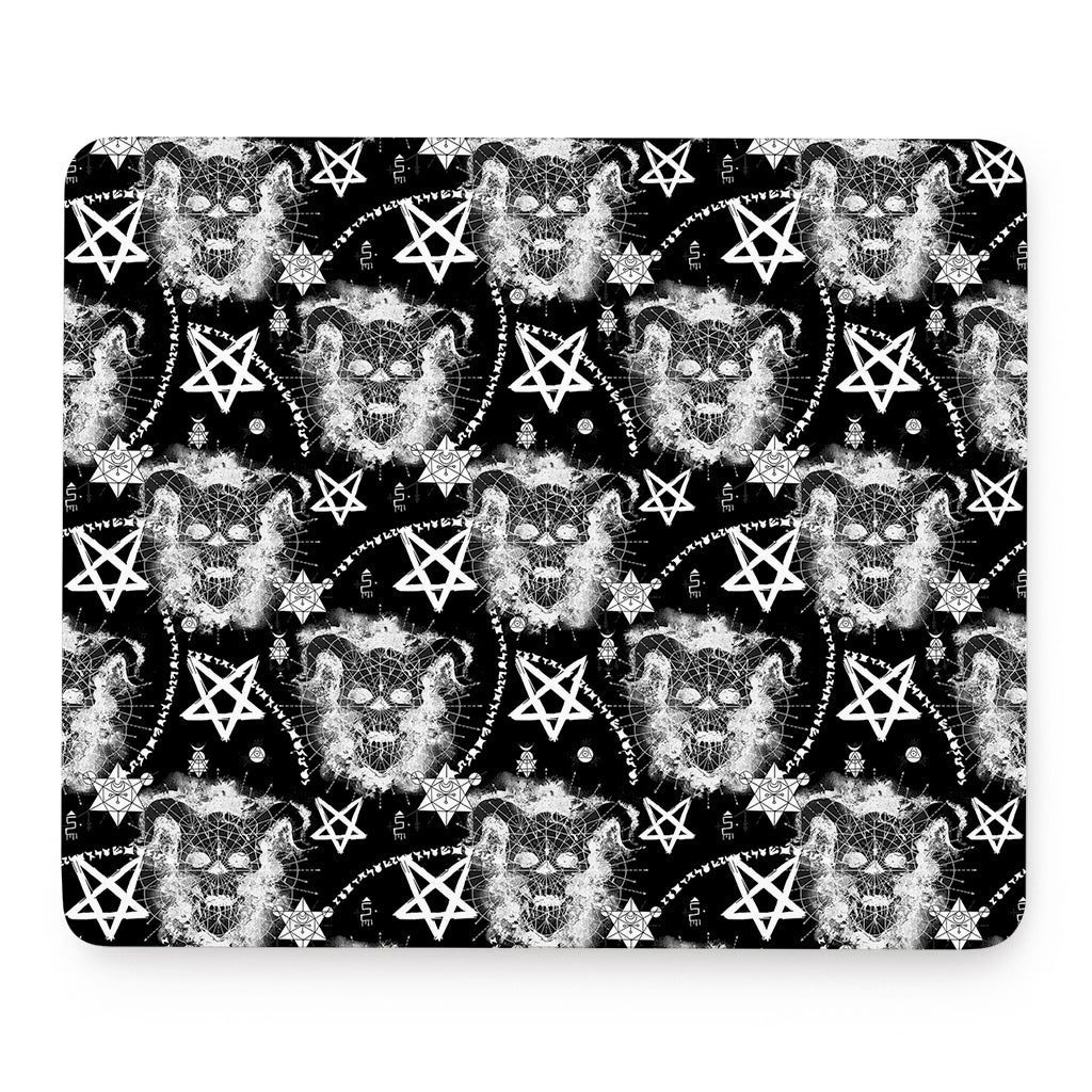 Black And White Wicca Devil Skull Print Mouse Pad