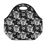 Black And White Wicca Devil Skull Print Neoprene Lunch Bag