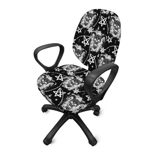 Black And White Wicca Devil Skull Print Office Chair Cover