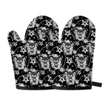 Black And White Wicca Devil Skull Print Oven Mitts