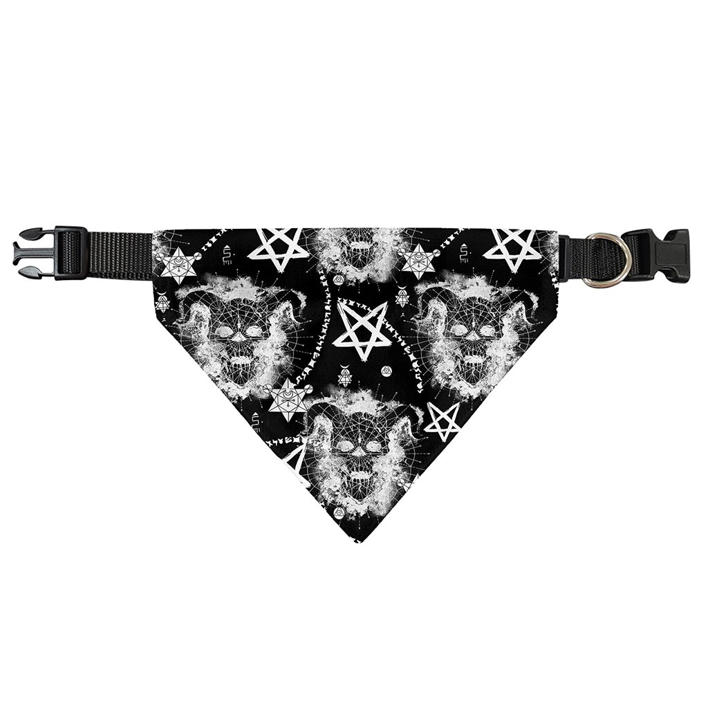 Black And White Wicca Devil Skull Print Over The Collar Dog Bandana
