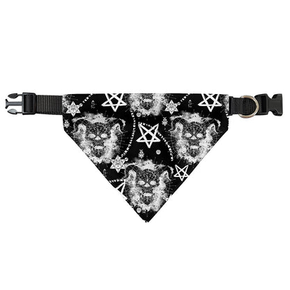 Black And White Wicca Devil Skull Print Over The Collar Dog Bandana