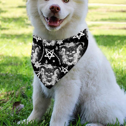 Black And White Wicca Devil Skull Print Over The Collar Dog Bandana