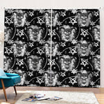 Black And White Wicca Devil Skull Print Pencil Pleat Curtains