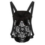 Black And White Wicca Devil Skull Print Pet Carrier Backpack