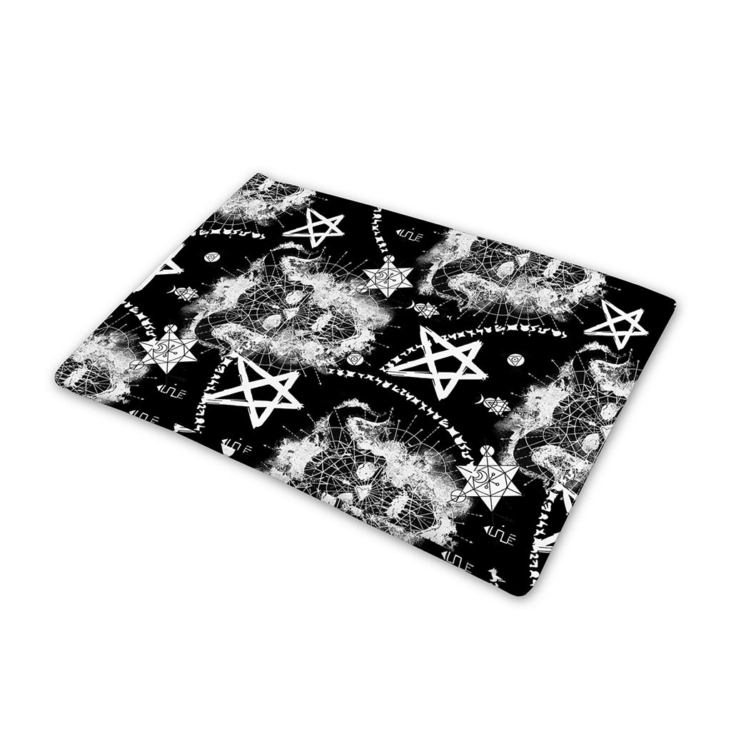 Black And White Wicca Devil Skull Print Pet Cooling Mat Cover