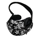 Black And White Wicca Devil Skull Print Pet Sling Carrier
