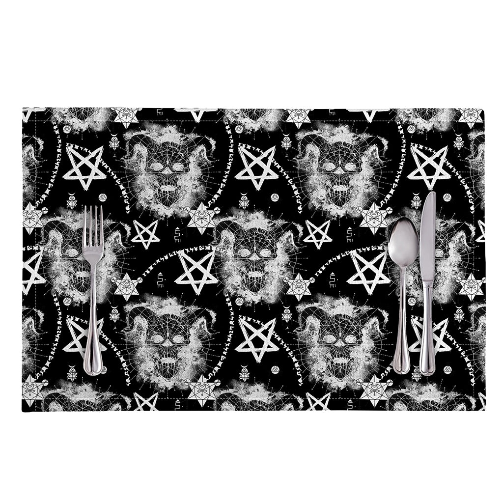 Black And White Wicca Devil Skull Print Placemat