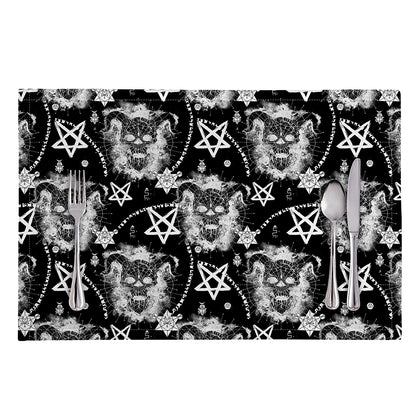 Black And White Wicca Devil Skull Print Placemat