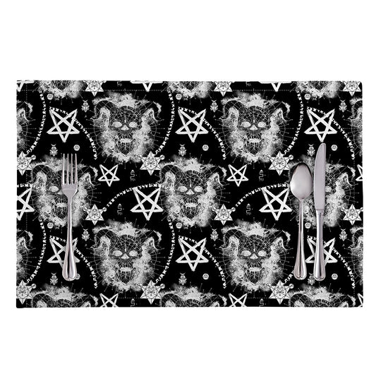Black And White Wicca Devil Skull Print Placemat