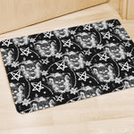 Black And White Wicca Devil Skull Print Polyester Doormat