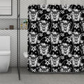 Black And White Wicca Devil Skull Print Polyester Shower Curtain