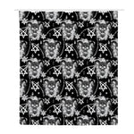 Black And White Wicca Devil Skull Print Polyester Shower Curtain