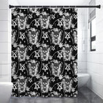 Black And White Wicca Devil Skull Print Premium Shower Curtain