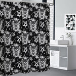 Black And White Wicca Devil Skull Print Premium Shower Curtain