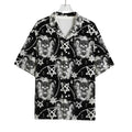 Black And White Wicca Devil Skull Print Rayon Hawaiian Shirt