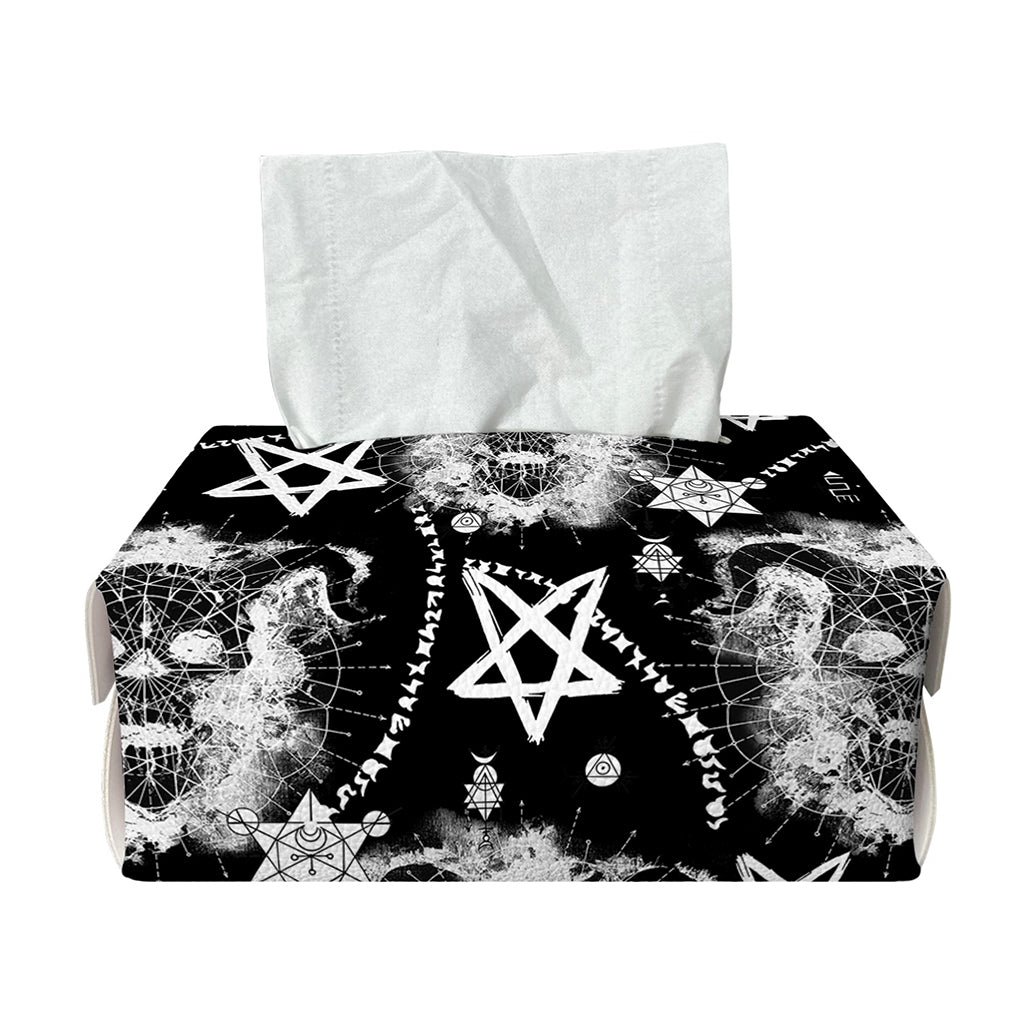 Black And White Wicca Devil Skull Print Rectangle Tissue Box Cover
