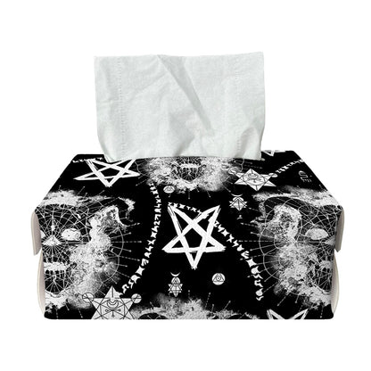 Black And White Wicca Devil Skull Print Rectangle Tissue Box Cover