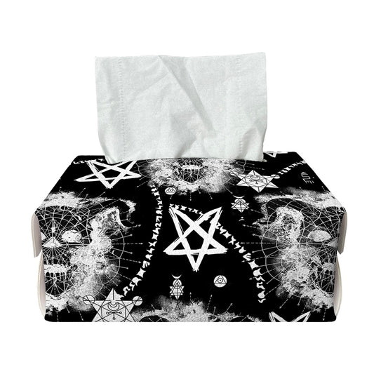 Black And White Wicca Devil Skull Print Rectangle Tissue Box Cover