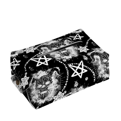 Black And White Wicca Devil Skull Print Rectangle Tissue Box Cover