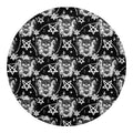 Black And White Wicca Devil Skull Print Round Blanket