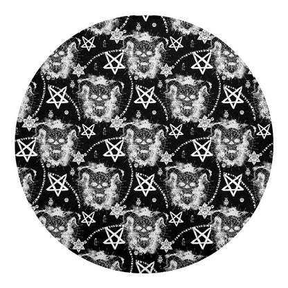 Black And White Wicca Devil Skull Print Round Blanket