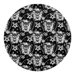 Black And White Wicca Devil Skull Print Round Blanket