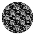 Black And White Wicca Devil Skull Print Round Floor Mat