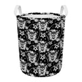 Black And White Wicca Devil Skull Print Round Laundry Basket