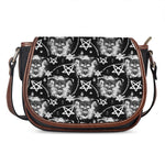 Black And White Wicca Devil Skull Print Saddle Bag