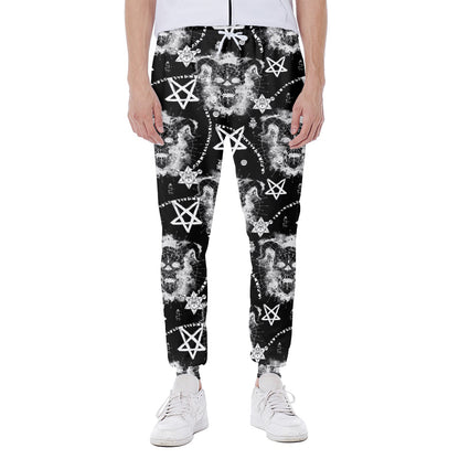 Black And White Wicca Devil Skull Print Scuba Joggers
