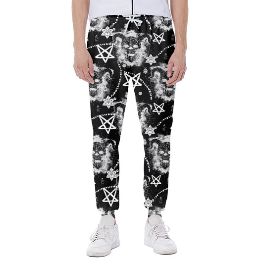 Black And White Wicca Devil Skull Print Scuba Joggers