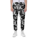Black And White Wicca Devil Skull Print Scuba Joggers