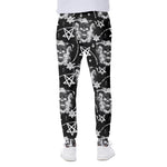 Black And White Wicca Devil Skull Print Scuba Joggers