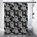 Black And White Wicca Devil Skull Print Shower Curtain