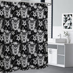 Black And White Wicca Devil Skull Print Shower Curtain