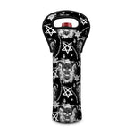 Black And White Wicca Devil Skull Print Single Neoprene Wine Tote