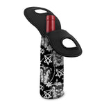 Black And White Wicca Devil Skull Print Single Neoprene Wine Tote
