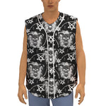 Black And White Wicca Devil Skull Print Sleeveless Baseball Jersey