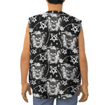 Black And White Wicca Devil Skull Print Sleeveless Baseball Jersey