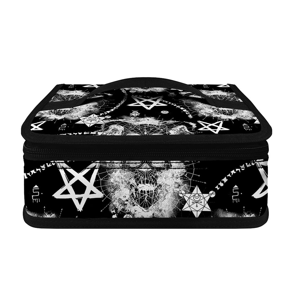 Black And White Wicca Devil Skull Print Small Lunch Bag