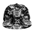 Black And White Wicca Devil Skull Print Snapback Cap
