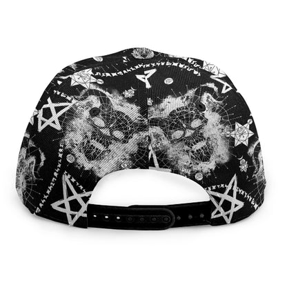 Black And White Wicca Devil Skull Print Snapback Cap