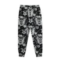 Black And White Wicca Devil Skull Print Sweatpants