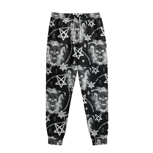 Black And White Wicca Devil Skull Print Sweatpants