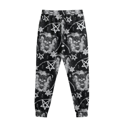 Black And White Wicca Devil Skull Print Sweatpants
