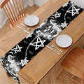Black And White Wicca Devil Skull Print Table Runner