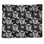 Black And White Wicca Devil Skull Print Tapestry